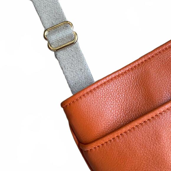 EUC Michael Kors Orange Pebbled Leather Crossbody Bag - Picture 5 of 10